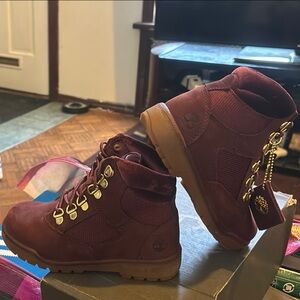 Timberland Burgundy Leather Outdoor Boots